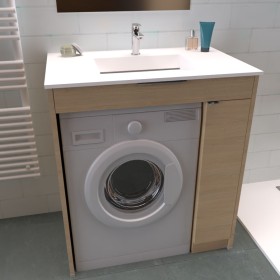 Mobiwash avec meuble 1 porte à droite - Vasque moulée