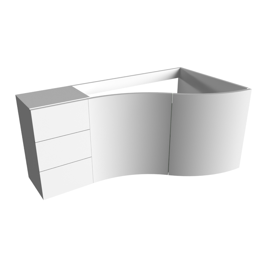 2 Portes et 3 tiroirs hauteur 56 cm angle à droite