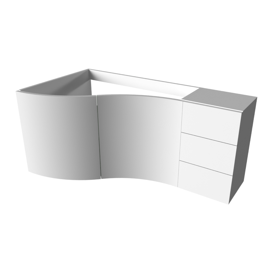 2 Portes et 3 tiroirs hauteur 56 cm angle à gauche